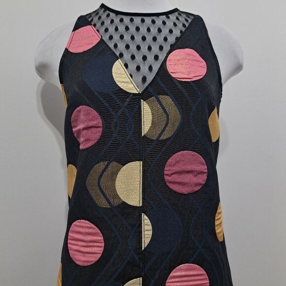 Anthropologie Maeve Tilde Polka Dot Palooza Retro Mod Metallic XS Black Motif NW - Picture 13 of 15